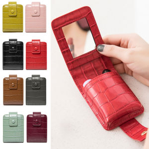 BAIXL Mini Crocodile Pattern Durable Cosmetic Pouch with Mirror Makeup Bags Lipstick Organizer