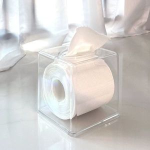 Acrylic Tissue Case Transparent Clear Tissue Holder Roll Paper Storage Box Craft Home Supplies