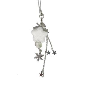 Trendy Phone Charm Flocking Snowflake Star Mobile Chain Phone Accessory for Fashionable Women and Winter Lovers Present