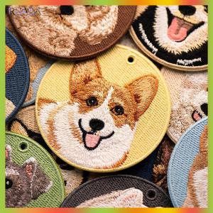 RUASA Embroidered Dog Patch Key Chain Cute Pet Themed Durable Keychain Key Ring Bag Charms Backpack Ornaments