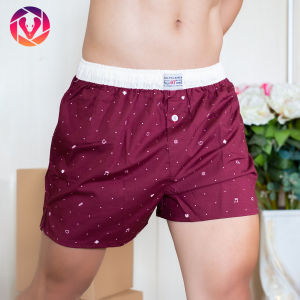 Quần ngủ boxer cho nam vải 100% cotton thoáng mát dáng ngắn lưng thun