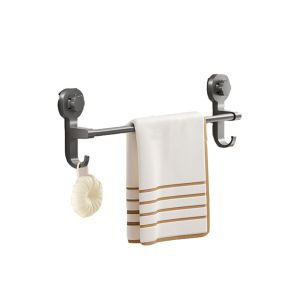 APRICOT Powerful Suction Suction Cup Towel Holder Punching-Free Wall-mounted Hanging Hand Towel Bar Convenient Double Hook Shower Slipper Rack Toilet