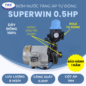 Bơm nước tăng áp tự động SUPERWIN 0.5HP/1HP/1.5HP - Chuyên dụng tưới cây