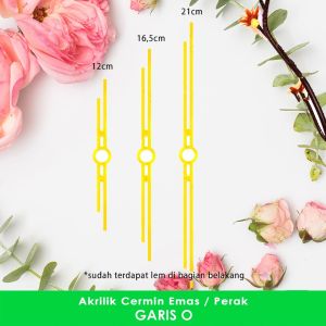 Tangkai Panjang Garis O Akrilik Cermin Emas / Perak Mahar