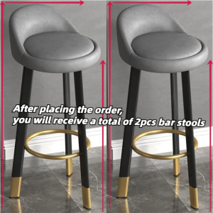 2PCS Highchair Bar Counter Stackable 80CM Milk Tea Stool Household High Chair Nordic Simple Bar Stool High Chair Solid Wood Bar Stool Stainless Steel Bar Stool High Chair Bar Stool with Leather Backrest