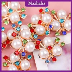 Mazhaha 10PCS Flower Rhinestone Buttons Sparkling Hairpins DIY Crafts