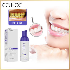 Eelhoe V34 Foam Whitening Toothpaste Teeth Colour Corrector Stain Removal Plaque Clean Toothpaste Reduce Yellowing Natural Mouth Wash Mousse Foam Tube Tooth Paste(45ml)