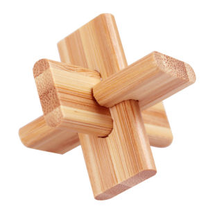 Kids Children Kong Ming Luban Lock 3D Handmade Bamboo Math Puzzles Brain Teasers Educational Finger Toy Birthday Xmas Gift