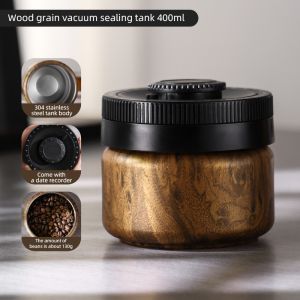 BINCOO Coffee Bean Sealing Jar Press Vacuum Coffee Powder Preserving Canister Stainless Steel Storage 400ML/600ML/1200ML