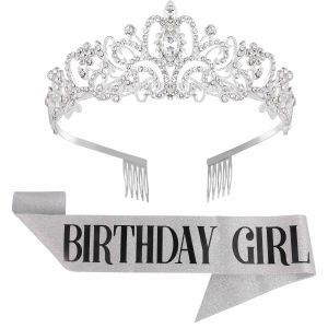 [SG Seller]Birthday Queen Sash  Rhinestone Headband Set - Gold Glitter Birthday Birthday Gifts for Women Birthday Party Supplies