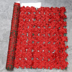 REGISTR Plastic Artificial Flower Fence Screen Waterproof Removable Hydrangea Artificial Flower Wall Backdrop Mat Realism Faux Privacy Screen Outdoor Garden