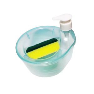 KUKE Tempat Sabun Bulat + Spons Cuci Piring (2in1) Dispenser Sabun Cair Botol Soap Lucu
