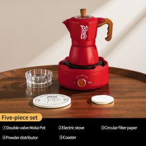 Bincoo van đôi ấm moka với bếp nhỏ gia đình Bình đựng cà phê đặt ý máy pha cà phê nhỏ 2 ly