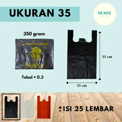 Kantong Plastik Kresek Sussy 350 gr Tebal Hitam Ukuran 17 24 28 35 40