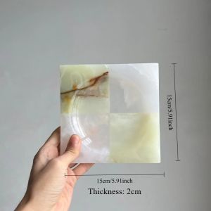 FFBH Marble Stone Square Splicing Tray Small Serving Platter for Counter Bathroom Kitchen Marble Jewelry DishTrinket Tray 7P3H9