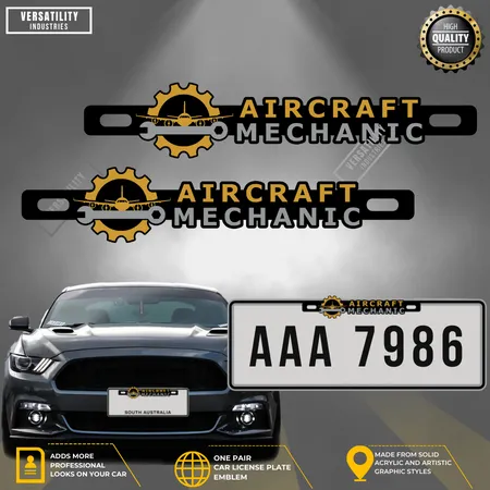 Aircraft Mechanic Car License Plate Emblem Accessories