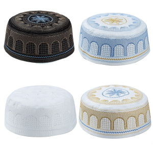 Muslim Life OEM Islamic Mens Hat Muslim Prayer Hat 1 PC Songkok Broidered Cotton Knitting Hats Head Wear Embroidery Arab Men PrayerTurban Man Hijab Bonnet