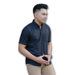 KEMEJA PRIA BOYI TOP MAN LENGAN PENDEK KASUAL FORMAL KERJA PUTIH HITAM NAVY GREY WARNA WHITE