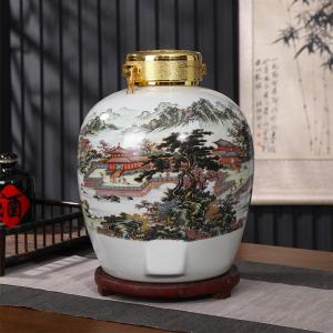 Bình gốm sứ ngâm rượυ chum ngâm rượυ tình tú giang nam TẶNG khóa + đế gỗ thể tích 5l-17l