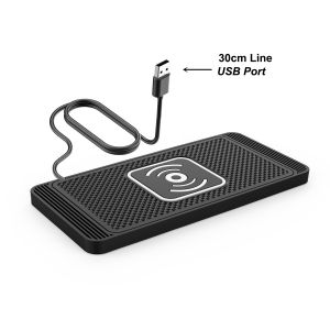 AUTOFUN 15W Qi Wireless Car Charger Pad USB Powered Cuttable Anti-Slip Silicone Charging Mat For Car Dashboard