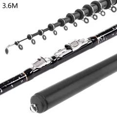 4.5m Black & Red Telescopic Rock Carp Fishing Rod 8 Section Carbon