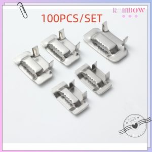100PCS/SET 304 Stainless Steel Strap Buckle 12.7MM Steel Strapping Banding Buckle Cable Clamp