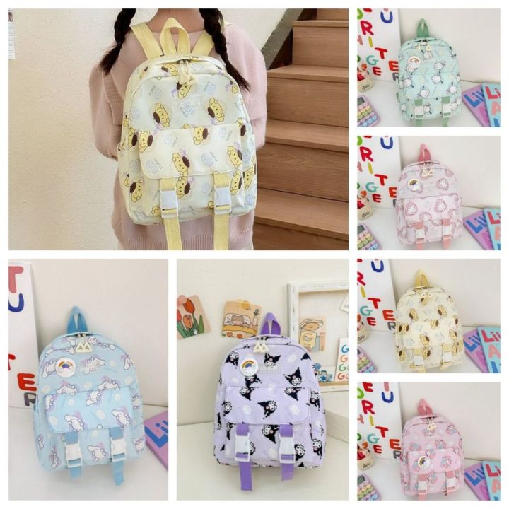 YUANHUILI Cute Women Backpack Preppy Multi-Pocket Nylon Schoolbag Book Bags (Black