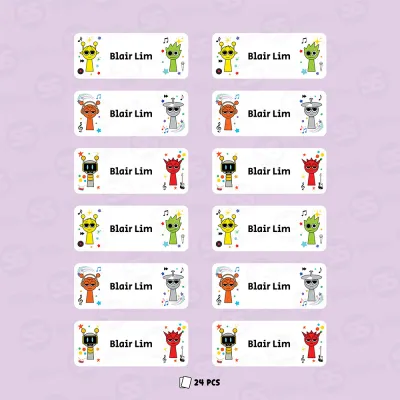 Custom Kids Name Labels Large – Personalized Waterproof Cartoon School Stickers