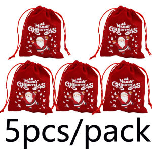 (5 cái/túi) 10x12cm giáng sinh vui vẻ nhung Túi Quà Tặng trang sức treo Cây giáng sinh dây rút túi bao bì hộp kẹo tự làm