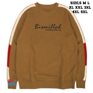 Sweater Casual Muslim Bismillah Sedia ukuran Jumbo
