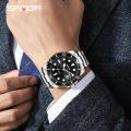 SANDA 1099 Men's Quartz Watch Luxury Fashion Green Date Pointer with Stainless Steel Strap Wristwatches for Male Watches. 