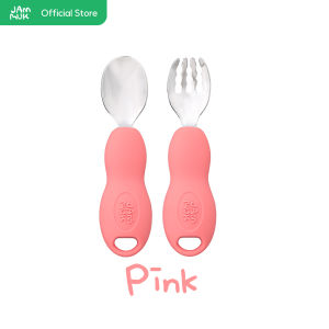 [Jammuk] Stainless Steel Baby Spoon & Fork – Easy Grip Storage Case Included