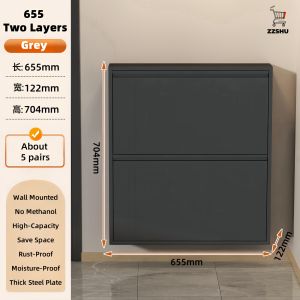 Ultra-Thin Steel Household Flip Shoes Cabinet Large Capacity Multi-Layer Shoe Rack Storage Almari/Rak Kasut Bertutup鞋柜鞋架