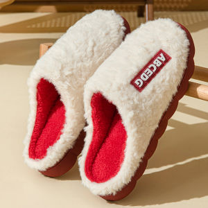 Free Shipping Cotton Slippers WomenS Shoes Non-Slip Plush With Letter Design Thick-Soled Warm For Indoor Use MenS Slippers Thickened For Autumn And Winter