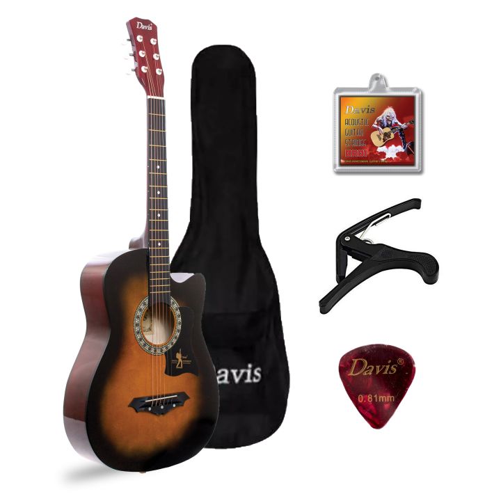 BRAND NEW Davis JG38C Acoustic Guitar with: Capo, Gig Bag, String Set ...