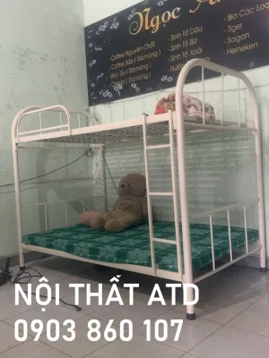 Giường ngủ 2 tầng bằng sắt 801m1m2 cho người lớn cứng cáp
