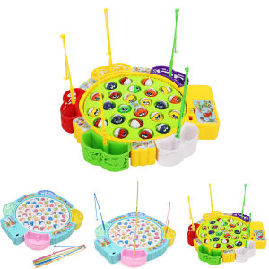 Fishing Toys for Kids Electric Toys with Music Swivel Fishing Plate Toy Suit Parent Child Interaction Toys