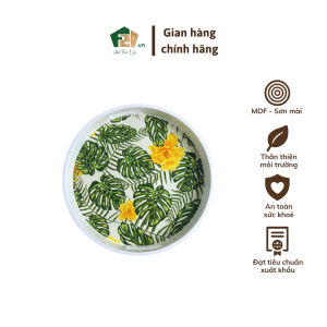 Khay tròn sơn mài họa tiết sinh động - Trang trí bàn ăn đựng vật dụng sang trọng và tinh tế