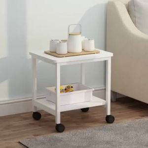 【LDIES】Free shipping Side Table. Movable New Assembly Small Coffee Table Simple and Modern Square Table with Wheels ZSQT