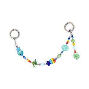 Artistic Glass Acrylic Bead Charm Alloy Keychain Multicolor Decoration Bag Hangings For Backpack Accessories