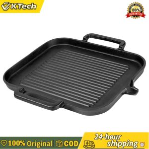 【Free Shipping】 Versatile Cast Iron Grill Pan with Double Handles Suitable for Indoor and Outdoor Cooking Compatible with Gas and Induction Stoves