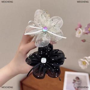 [COD] WEICHENG Elegant Sweet Mesh Flower Hair Claw For Women Fashion Bow Hair Grab Clamp Shark Clip Hair Accessories Gift