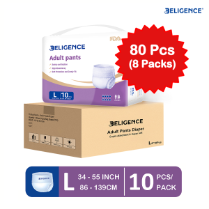 3ELIGENCE Adult Pull Up Pant Diapers (Size L) 80 Pcs 8 Packs Carton Sales (Breathable High Absorbent Comfortable)