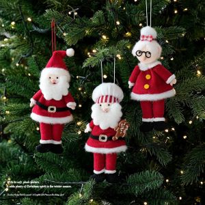 MIRELAE Thủ công vải Đồ trang trí ông già Noel Hình Dáng Búp Bê Viền lông mềm mại Móc treo Giáng sinh Sống động Bộ nhiều kiểu dáng Đồ trang trí ngày lễ Trang trí cây thông Noel