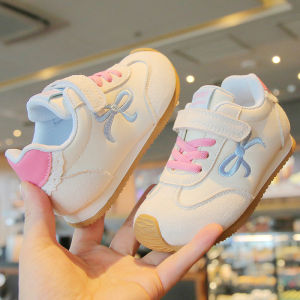 Trend Embroidery Bow-tie Sneakers for Children Girls Hook&loop Comfortable Patchwork Casual Shoes Spring Tenis Shoes Kids I11041