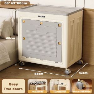 The Furniture Foldable Clothes Storage Box Large Capacity Home Cabinet With Flip Cover Wheels Sturdy Space-Saving Easy to Move