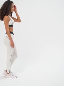 Succming  Prata High Waist Hip Lift Fitness Yoga Pants High Strength Shockproof Gathered Sports Bra Women Naked Feeling Color Contrast Yoga Suit