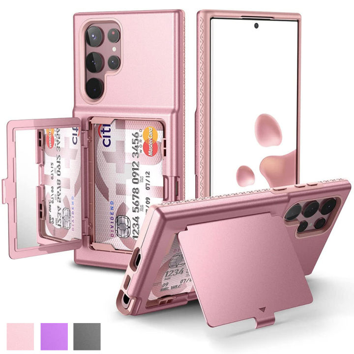 Multi Function Girls Hidden Mirror Card Holder Wallet Case for