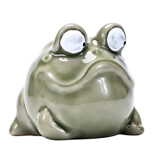 Decorative Ceramics Frogs Figurine Incenses Stick Holder in Light Green Animal Statue for Home Office Tabletop Decors