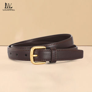 LouisWill Fashion Belts Retro Belt Elegant Slim Belt Soft Second-layer Cow Leather Belt Adjustable Girls Ladies Long Straps Waistbands Dress Coat Alloy Buckle Leisure Belt